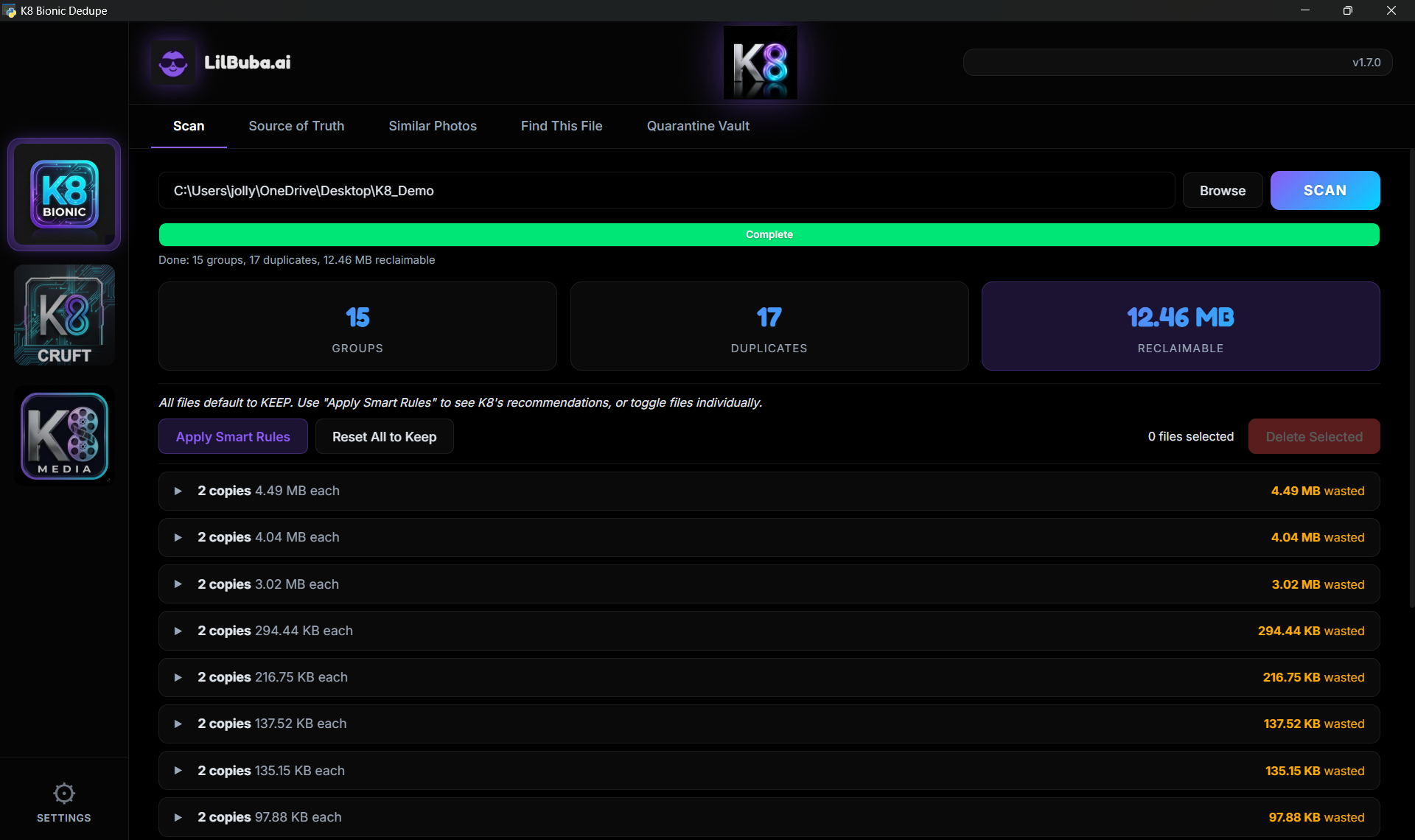 K8 Bionic scan results