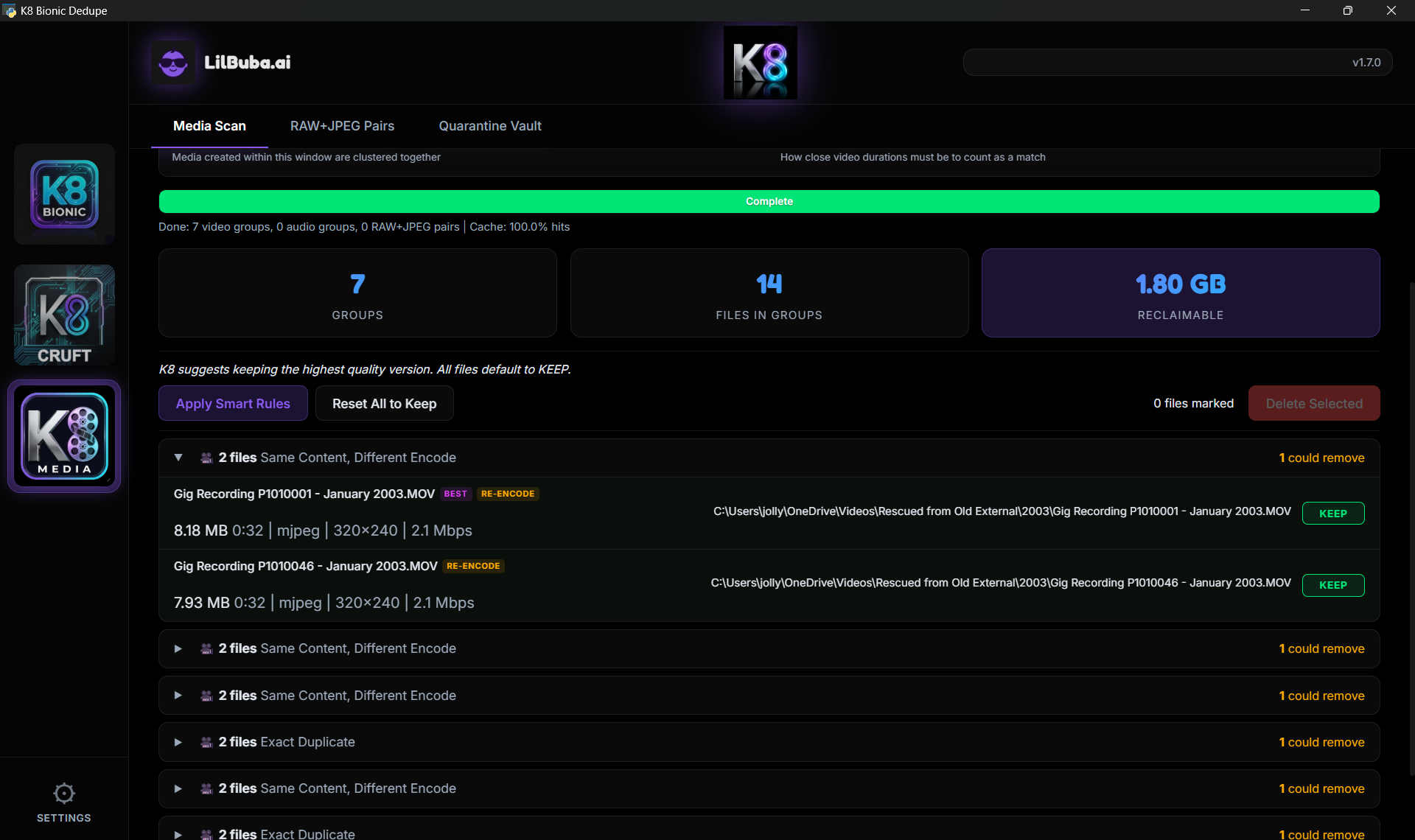 K8 Media video matching